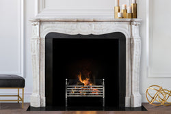 Celeste hand-carved marble fireplace mantel by Marmoso