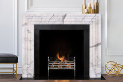 Regis hand-carved marble fireplace mantel by Marmoso